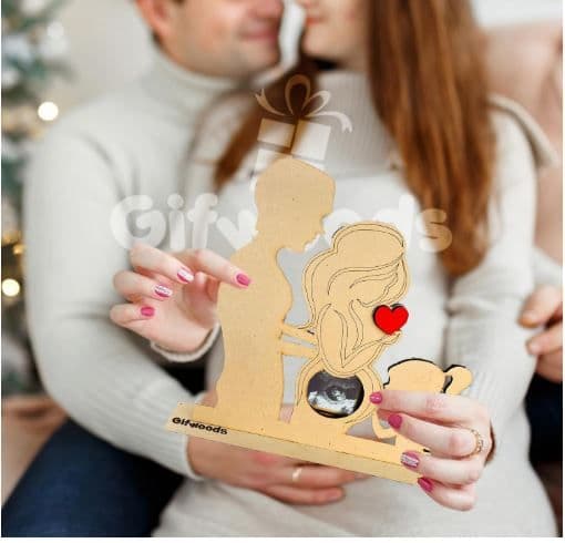 Family Sonography Photo Frame Wooden Stand - 2