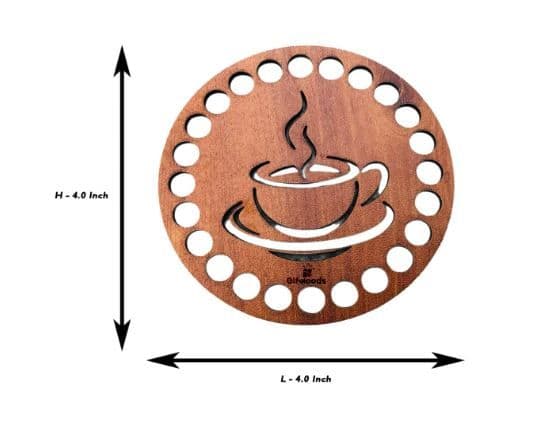 Wooden Coffee Cup Coaster | Laser Cut Round Drink Coaster for Tea, Coffee, and Beverages  - 2