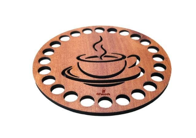 Wooden Coffee Cup Coaster | Laser Cut Round Drink Coaster for Tea, Coffee, and Beverages  - 3