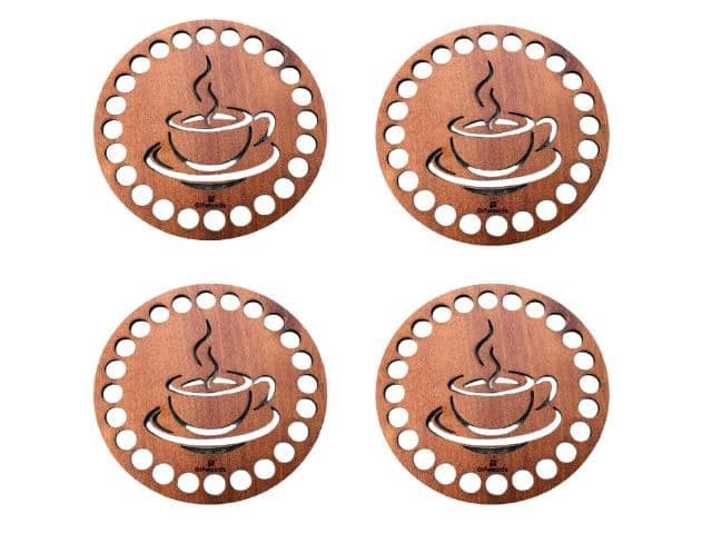 Wooden Coffee Cup Coaster | Laser Cut Round Drink Coaster for Tea, Coffee, and Beverages  - 4