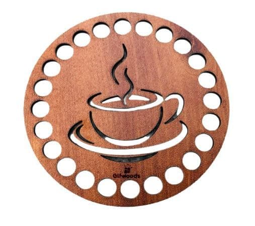 Wooden Coffee Cup Coaster | Laser Cut Round Drink Coaster for Tea, Coffee, and Beverages 