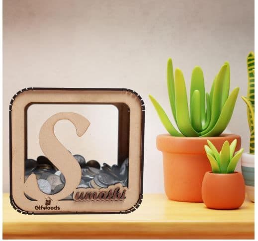 Customized Square Money Saving Box with Name Print for Children, Boys, Girls, Home Decor. - 2