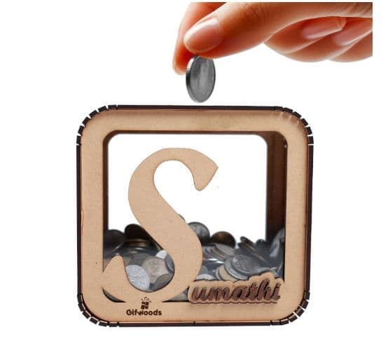 Customized Square Money Saving Box with Name Print for Children, Boys, Girls, Home Decor. - 4