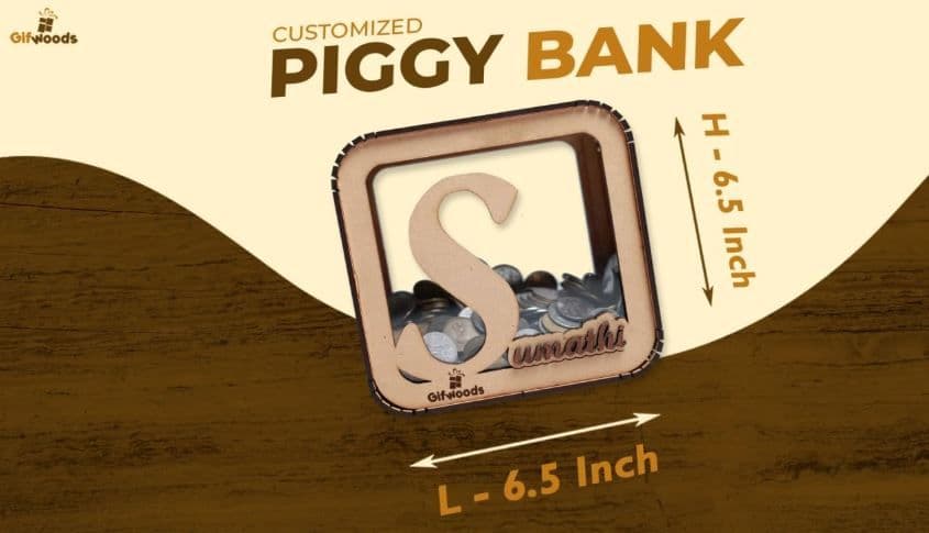 Customized Square Money Saving Box with Name Print for Children, Boys, Girls, Home Decor. - 5