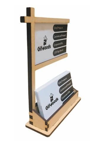Wooden Business Card Holder with Nameplate 