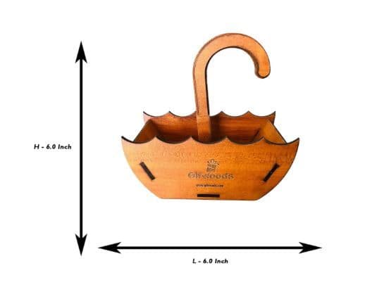 Wooden Umbrella Shape Storage Organizer with Handle - 3