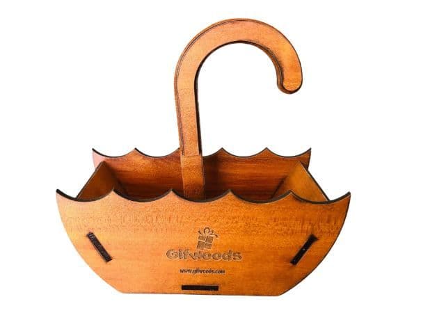 Wooden Umbrella Shape Storage Organizer with Handle